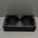 SPUNKYJUNKY Ceramic Dog and Cat Bowl Set with Wooden Stand, Modern Cute Weighted Food Water Set for Small Size Dogs (13.5OZ) & Medium Sized Dogs (28.7OZ) & Cats (3.6 Cups, 2  Black)