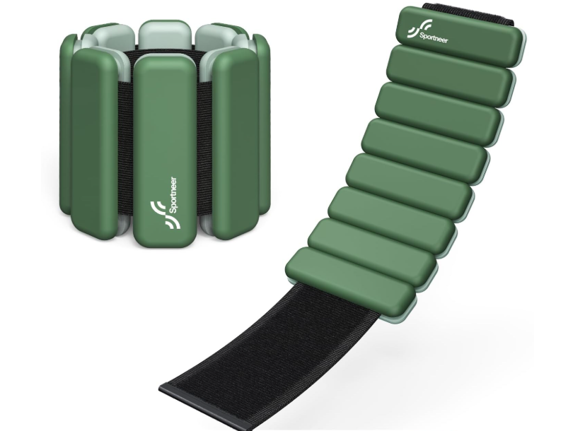 Sportneer Wrist & Ankle Weights for Women Men - 1 Pair (1 lb/2 lb Each) | Adjustable Weighted Bracelet Silicone Bangles for Yoga, Dance, Pilates, Cardio, Aerobics, Gym, Pool Exercises and Jogging (Deep Emerald)