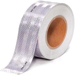 2" X 100ft DOT-C2 Reflective Safety Tapes Silver Adhesive Reflector Tape for Trailer Cars Trucks Outdoor Waterproof (Silver, 100FT)