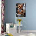 Bathroom Wall Decor Art Funny Silky Terrier Dog in Toilet Reading Newspaper Canvas Print Poster Pet Lover Gift Home Dog Theme Room Aesthetics Humorous Animal pictures 24x36inch Unframed (style-1-Unframed)