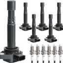 Ignition Coil Pack Spark Plugs Kit fit for V6 3.5L 2006 2007 2008 Honda Pilot Ridgeline, 2003-2006 Acura MDX, 2004-2007 Saturn Vue, UF400, Set of 6