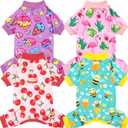 XPUDAC 4 Pieces Dog Pajamas for Small Dogs Boy Girl Soft Stretchy Pjs Onesies Puppy Clothes for Dog Cat Pet Outfits, M