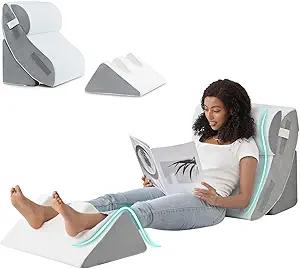 Hansleep Bed Wedge Pillow Set for After Surgery 4PCS, Post Surgery Pillow for Sleep Apnea and Acid Reflux Relief, Adjustable Reading Pillows Back Support with Memory Foam, White, 20"