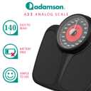 Adamson A23 Scales for Body Weight - Up to 350 LB - New Version - Anti-Skid Rubber Surface Extra Large Numbers - High Precision Bathroom Scale Analog - Durable with 20-Year Assurance