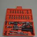 Egofine 46 Pieces 1/4 inch Drive Socket Ratchet Wrench Set, with Bit Socket Set Metric and Extension Bar for Auto Repairing and Household, with Storage Case