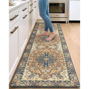 DEXI Kitchen Floor Mats Cushioned Anti Fatigue Runner 24x87 Brown Beige