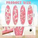 Geetery 4 Pcs Surfboard Wall Decor Carved Hollow Wooden Tropical Beach Art 19.7 x 5.5 Inch Surf Board for Beach Room Living Room, Pink