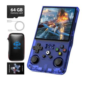 R36MAX Retro Handheld Game Console, 4.0 Inch 720x720 IPS Screen, 64GB Built-in 18,000+ Classic Game, Portable Hand Held Open Source Linux System, 4000mAh Battery Retro Gaming Console(Blue 64GB)