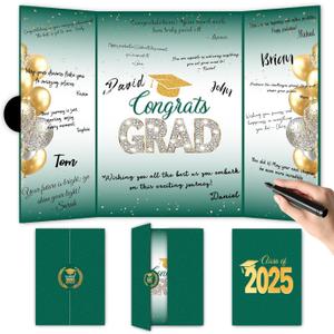 Graduation Decorations 2025 Guest Book, Grad Party Decorations Class of 2025, Green and Gold Theme
