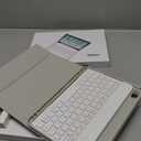 kenke for iPad 11/10th Gen Case with Keyboard 11/10.9 inch 2025 A16/2022, Detachable Wireless Bluetooth Keyboard Case Thin & Light with Built-in Left Side Pencil Holder, White Square Keycaps (Gray)