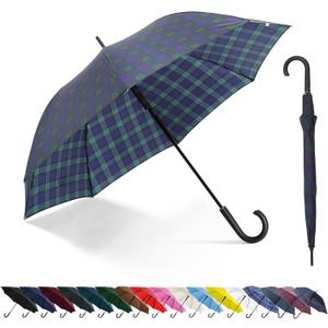 Large Stick Umbrella Windproof Automatic Open 50 Inch Umbrella with Hook Handle,Over Sized J Handle Umbrellas for Men and Women,Windproof Unbreakable Stick Rain Golf Umbrella