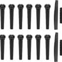 12 Pcs Acoustic Guitar Bridge Pins Pegs with 4 Pcs Guitar Bridge Saddle Nut (Black)