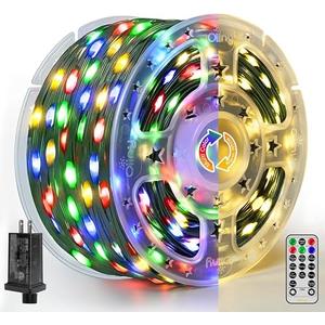Ollny Christmas Lights 262 FT 800 LED IP67 Waterproof, Color Changing Christmas Lights Outdoor with Remote, 11 Modes Dimmable Timer Warm White to Multicolored Changeable String Lights for House Decor