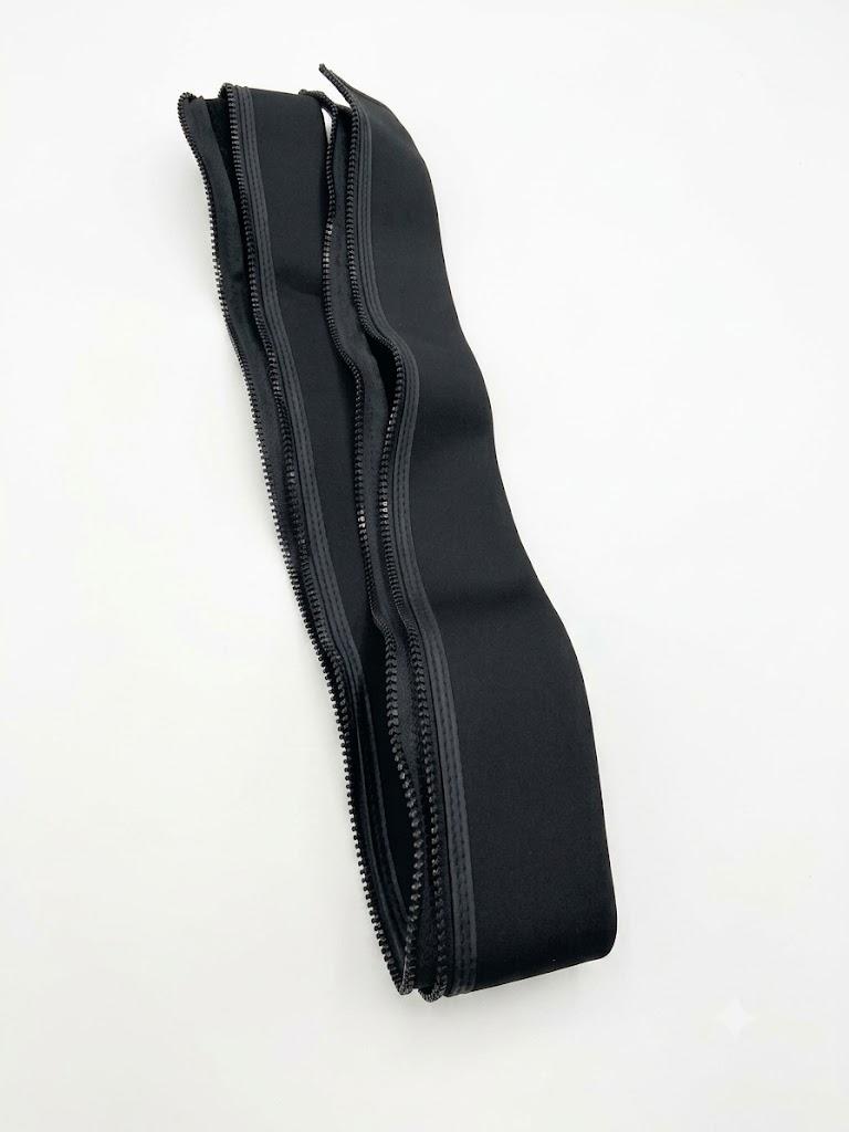 Universal Zippered Extension Strip – Adjustable Black Add-On Panel for Jackets or Vests