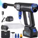 Cordless Portable Cleaning Tools, Brushless Portable Power Machine with LCD Display,100 Levels Adjustable,221VRechargeable Batteries 6-in-1 Nozzle Sprayer for Car,Patio,RV,Fence & Yard Cleaning