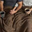 EVERGRACEHOME Modern Checkered Chenille Throw Blanket, Soft Cozy Plaid Knitted Blanket for Sofa & Couch, Decorative Knit Throw for Bed and Living Room, Camel Brown, 60" x 80"