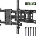 BONTEC Full Motion TV Wall Mount for 37-85 Inch TVs, Hold up to 132lbs, Max VESA 600x400mm, Swivel Tilt Dual Arms, Adjustable Viewing Angle, Fits 16" Wood Studs, Easy Assembly