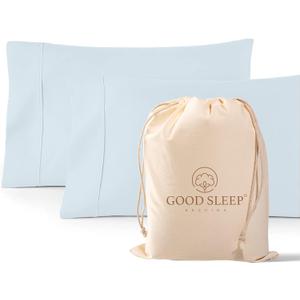 1000 TC Light Blue King Pillowcases Set of 2 100% Egyptian Cotton Pillow Cases with Long Staple Cotton & Sateen Weave, Silky Soft Hotel - Like Bed Pillow Covers for Comfy Sleeping, Snug Fit