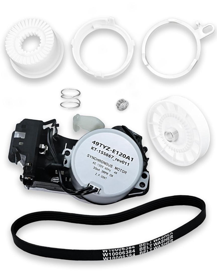 W10913953 49TYZ-E120A1 Washer Shift Actuator with W10721967 Washer Pulley Clutch Kit W10006384 Drive Belt Replacement for Whirl-Pool Ken-More May-tag Washing Machine