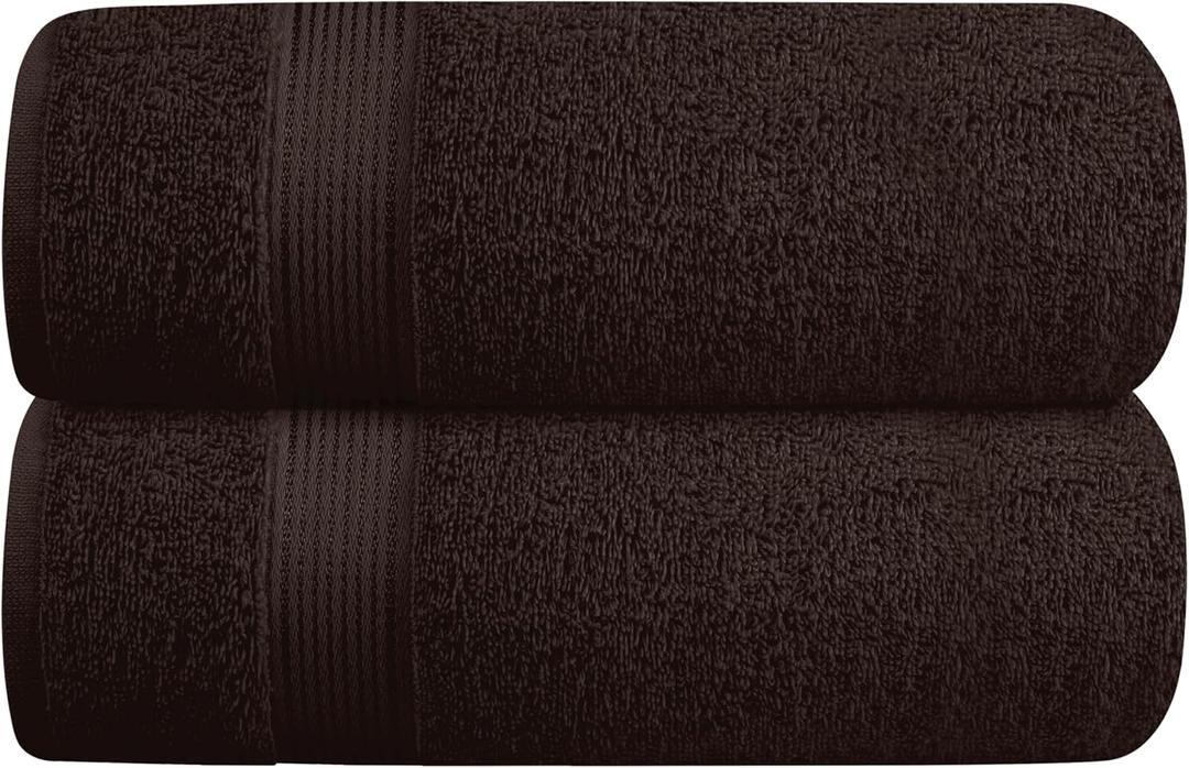 Elvana Home Cotton 2 Pack Oversized Bath Towel Set 28x55 inches, Large Bath Towels, Ultra Absorbant Compact Quickdry & Lightweight Towel, Ideal for Gym Travel Camp Pool - Brown