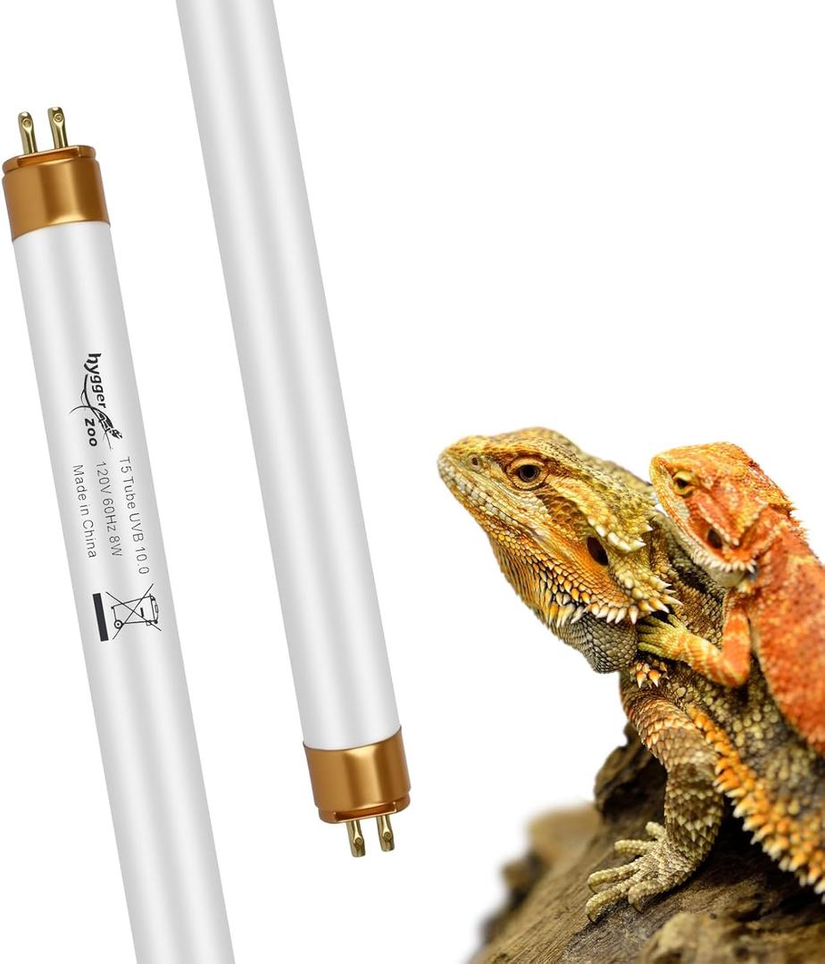UVB Light for Reptiles Bearded Dragon, 2 Pack T5 UVB Reptile Light UVB Bulb 10.0 8W UVA UVB Reptile Light Bulb Terrarium Light Lamp Tube for Turtle Chameleon Leopard Gecko Snake Tank, 12 Inch