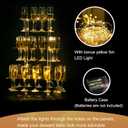 HeiMma Champagne Display Holder Stand for Party, 3 Tier Clear Acrylic Wine Glass Stemware Rack Martini Flute Holder with Led Light, Cocktail Tree Stand for Drinks, 32 Slots, Measures 26" x 20" x 12"