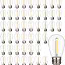 48 Pack S14 LED String Light Bulbs, 1W Shatterproof & Waterproof Outdoor Indoor Replacement Bulbs, E26 Base Edison LED Light Bulbs Warm White 2200K. (S14 48Pack)
