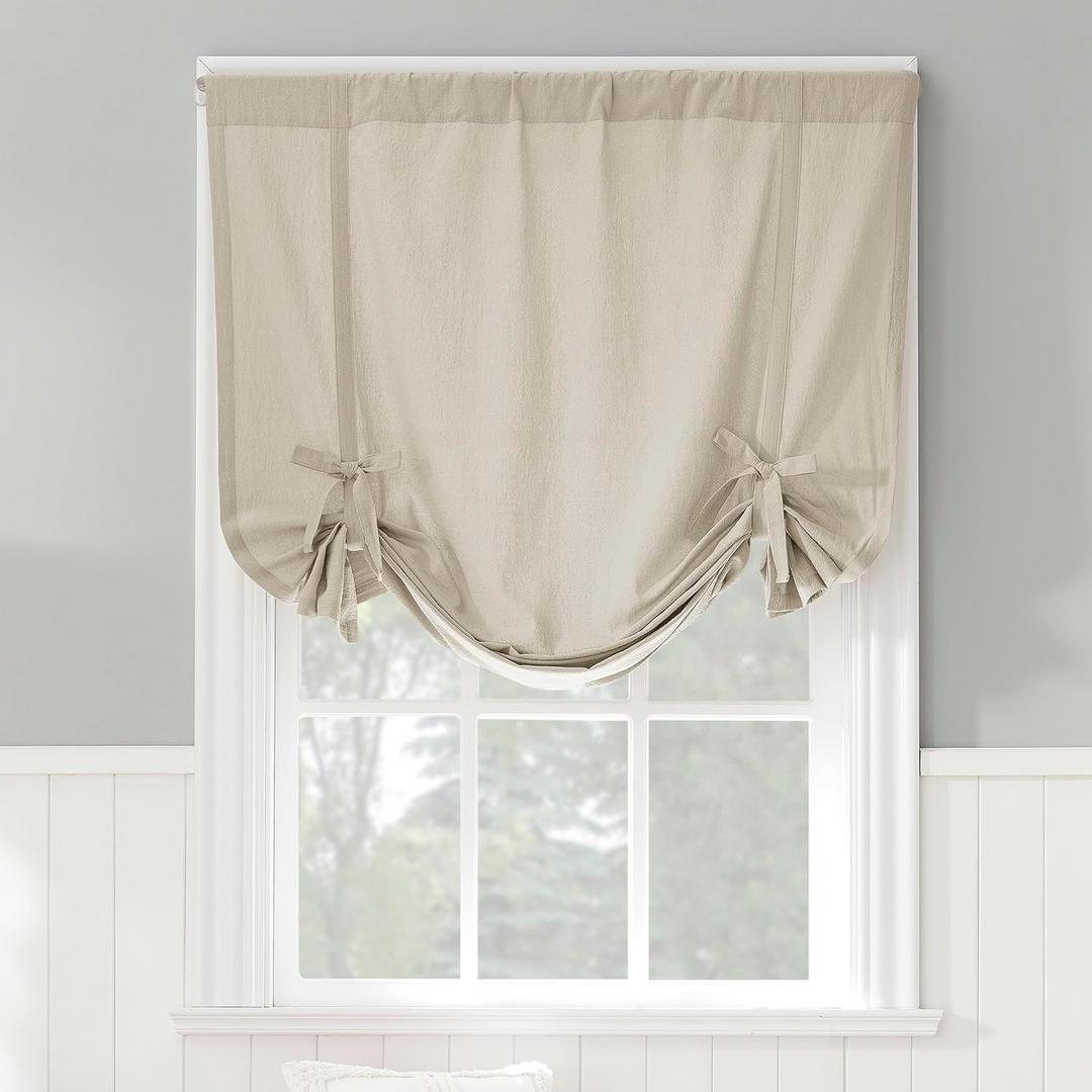Archaeo Washed Cotton Window Tie-up Shade , 42" x 63", Oatmeal