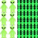 2 x CroBlissful Mini Alien Figures Glow in The Dark Small Little Tiny Aliens Figurine to Hide and Seek for Space Party Favor Prank Rubber Toys Bulk Gifts Goodie Bag Fillers Cake Topper (UFO, 60 Pcs)