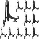 Litoexpe 24 Pcs 4 Inch Black Plastic Easels Plate, Picture Frame Stand Holder Acrylic Display Easels, Baseball Card Display Stand