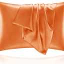 BEDELITE Satin Pillowcase for Hair and Skin, Super Soft and Cooling Similar to Silk Pillow Cases 2 Pack with Envelope Closure, Gift for Women Men(20"x30" Queen Size, Burnt Orange)