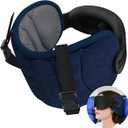 Travel Pillows for Airplanes, Airplane Pillow for Long Flight, Airplane Head Strap with Sleep Eye Mask, 360 Headrest for Car Trip, Stop Bobblehead, FSA HSA Eligible Approved, Mottled Grey