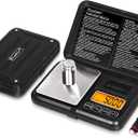 Fuzion Digital Pocket Scale 200g/0.01g, Scale Gram with LCD Display, Tare and PCS, Mini Digital Scale with 50g Calibration Weight for Jewelry, Coins, Powder, Herbs, Spices (Battery Included) (Black)