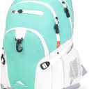High Sierra Loop Backpack, Travel, or Work Bookbag with tablet sleeve, One Size, Aquamarine/White/Ash