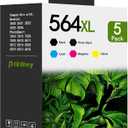 564XL Ink Cartridges Combo Pack Replacement for HP 564 564XL Ink Cartridges Work with Photosmart 7520 7525 5520 6510 6520 C309G DeskJet 3522 3521 Printer (5-Pack)