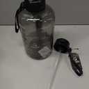 AQUAFIT Half Gallon Water Bottle with Time Marker - Straw & Chug Lid - BPA Free Gym Water Bottle with Straw - Big Gallon Jug (Gray, 64 oz - 2in1 Lid)