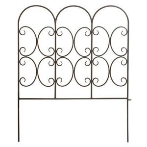 Panacea Triple Arch Border Fence, Black, 31" H, Pack of 3– Decorative Metal Garden Edging with Elegant Arches and Scrollwork, Durable Outdoor Fence with Soil Stakes for Pathways & Landscaping