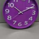 45MinST 12-Inch Modern Indoor Outdoor Wall Clock, Silent Non-Ticking, Large Numbers, Accurate Timekeeping, Perfect Decorative Accent for Home or Office (Purple)