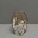 1Pc Gold Geometric Tealight Votive Candle Holder, Metal Hollow Tea Light Candle Holders, Candle Stand for Wedding Christmas Table Centerpiece Vintage Decor, Large