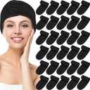 Hoteam 30 Pack Spa Headband Facial Esthetician Hair Wrap for Women Adjustable Makeup Sports Shower Stretch Towel with Tape(Black)