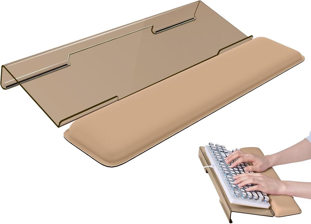 Computer Keyboard Stand for Desktop, Keyboard Riser Wrist Rest Holder for Easy Typing, Office Desk, Home, School Accessories(Coffee)