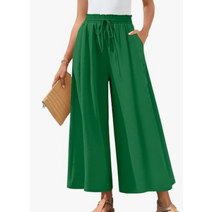 Bestbee Womens Palazzo Pants Wide Leg Gauchos Teacher Summer OutfitsFlowy Ankle Cropped Pant Dressy Casual Boho Pants Business Slacks Elastic Waist with Pockets, Size M