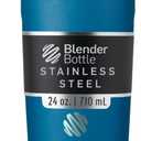 BlenderBottle Strada Shaker Cup Insulated Stainless Steel Water Bottle with Wire Whisk, 24-Ounce, Blue