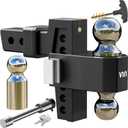 VNN Adjustable Drop Hitch - 6 Inch Drop 2 Inch Receiver Interchangeable 3 Solid Ball Mount 1-7/8", 2", 2-5/16"(15,000 LBS GTW), Heavy Duty Aluminum Trailer Hitch with Pads and Locking Sets, Black