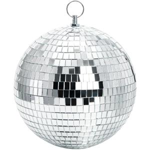 Suwimut Mirror Disco Ball, 8 Inch Cool and Fun Large Silver Hanging Disco Ball with Hanging Ring, Reflects Light, Party Favor, Christmas New Year Wedding Decor Festival Stage Prop