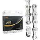 VG Sports 12 Speed Bike Chain,Bicycle Chain Suitable for Moutanin Bike Road Bike,1/2 x 11/128 Inch,126Links, Silver/Rainbow/Titanium