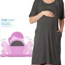 Frida Mom Labor and Delivery Gown for Hospital, Easy-Snap, Tagless Nursing Gown with Skin-to-Skin Access and Full Coverage in The Back ONE SIZE