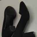 IDIFU Women's Sherry Dress Low Block Chunky Heels Pumps Closed Round Toe Shoes for Wedding Office Evening (8, Black Nubuck)