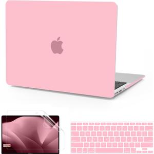 B BELK Compatible with MacBook Air 13 inch Case 2010-2017 Release Model A1466 A1369, Matte Plastic Laptop Hard Shell Case for MacBook Air 13.3 inch + Keyboard Cover + Screen Protector, Pink