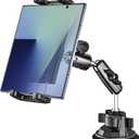 Z Fold Car Holder, [Super Suction Cup] Dashboard Windshield Mount for Foldable Phone, 360 Metal Arm Truck Tablet Phone Stand for Galaxy Z Fold 7 6 5 4 3 2, Pixel Fold, Galaxy Tab, 4-13" Device